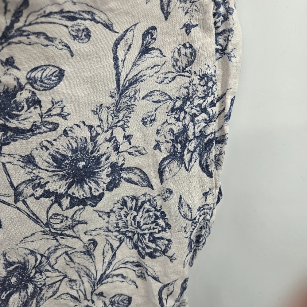Terzo Millennio Cream Blue Made in Italy 100% Linen Short Sleeved Top Large - Picture 5 of 14